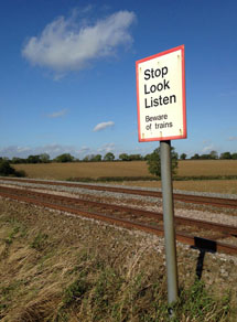 Railway warning sign